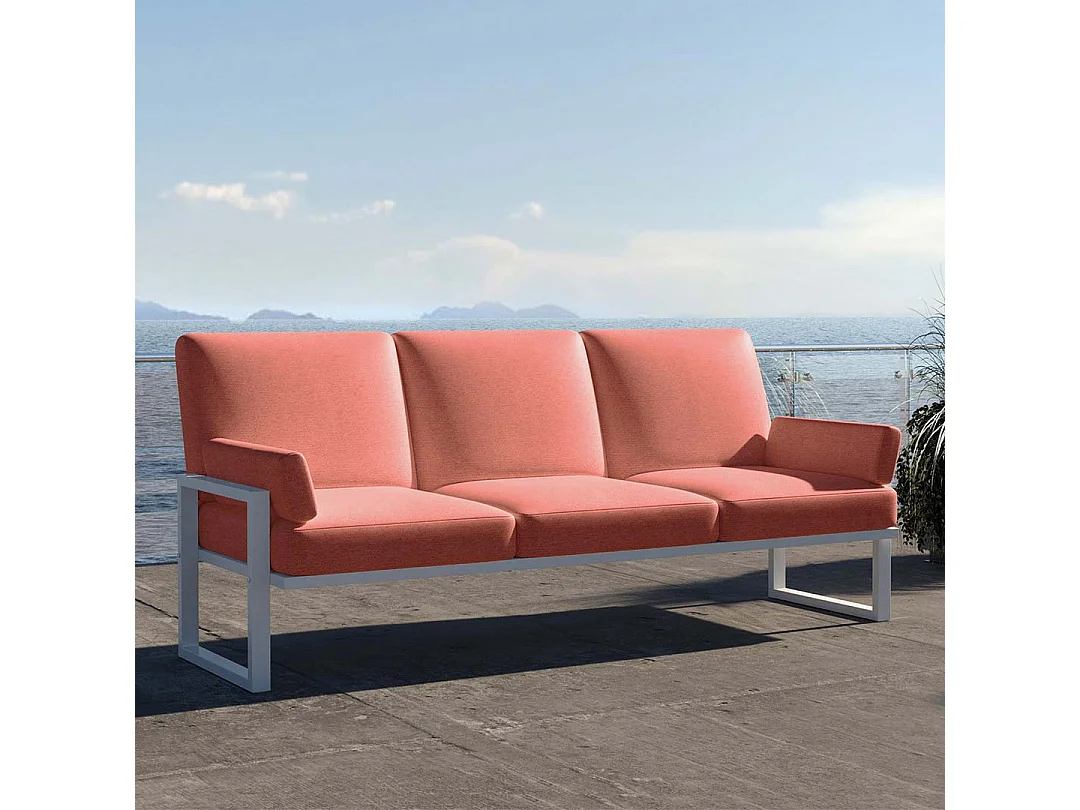 Soledo 3-zitsbank coral - wit frame