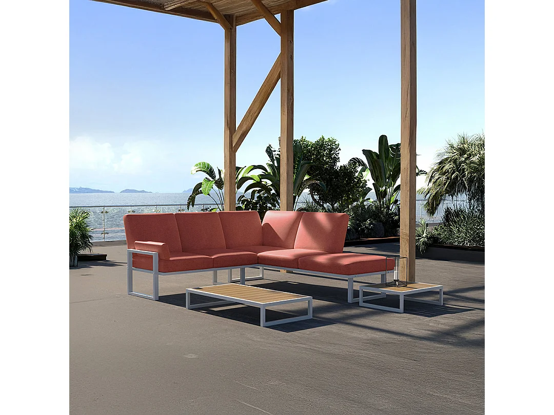 Soledo panoramische bank coral - wit frame