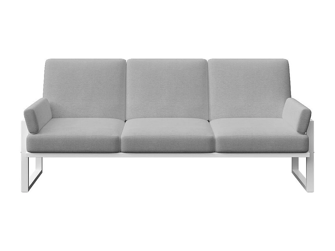 Soledo 3-zitsbank in lichtgrijs - wit frame