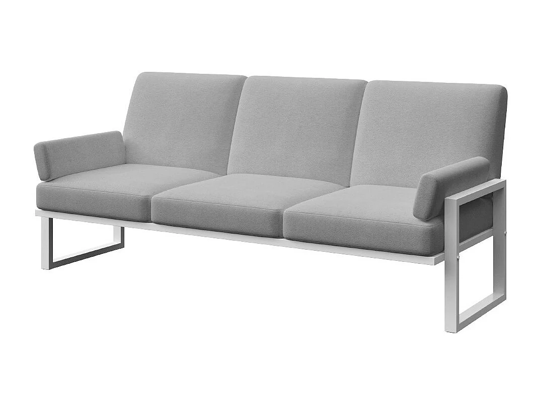 Soledo 3-zitsbank in lichtgrijs - wit frame