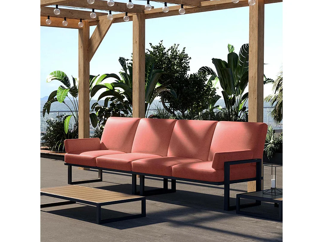 Canapé 4 places Soledo Corail - Structure anthracite
