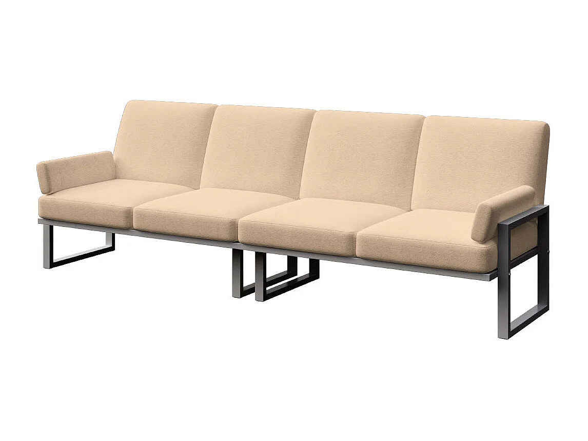 Soledo 4-zitsbank cappuccino - antraciet structuur