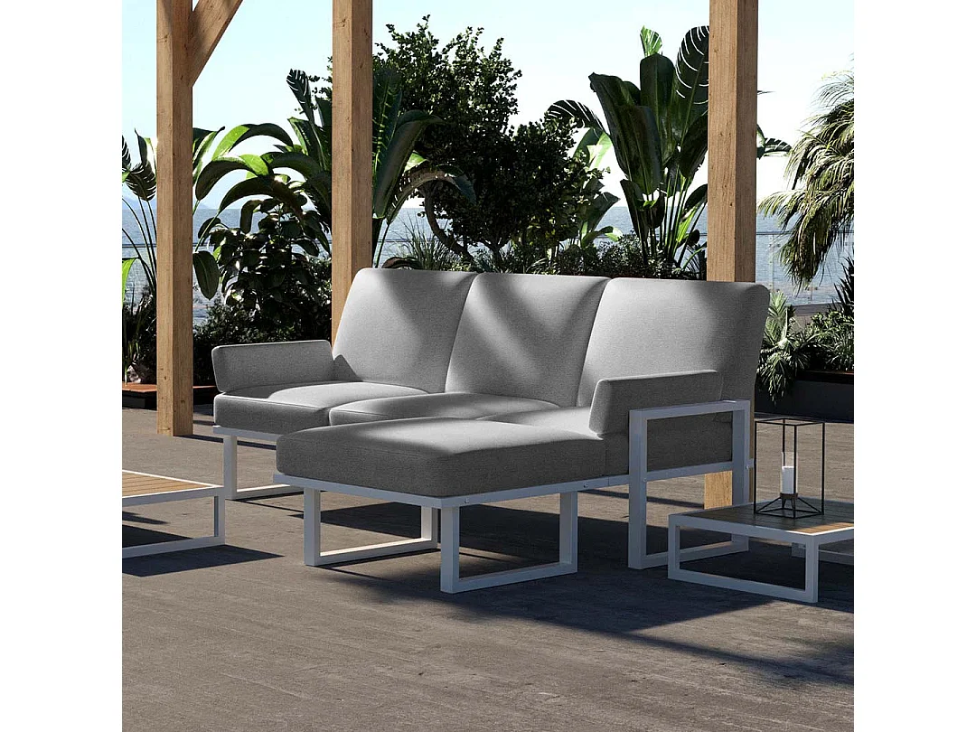 Soledo hoekbank lichtgrijs - wit frame