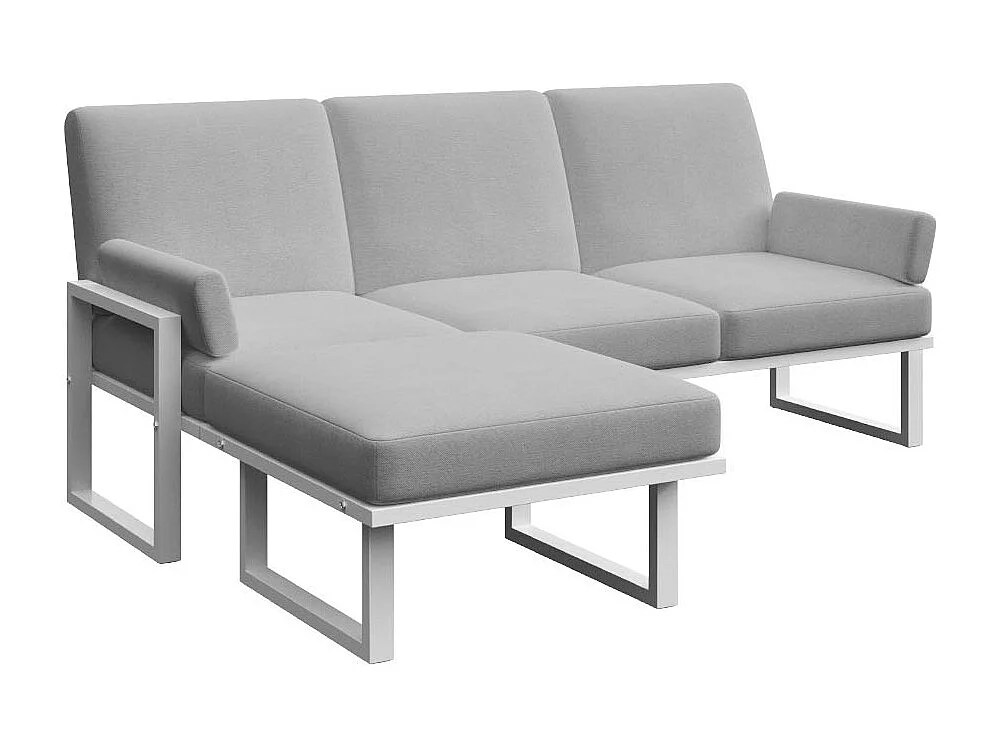 Soledo hoekbank lichtgrijs - wit frame