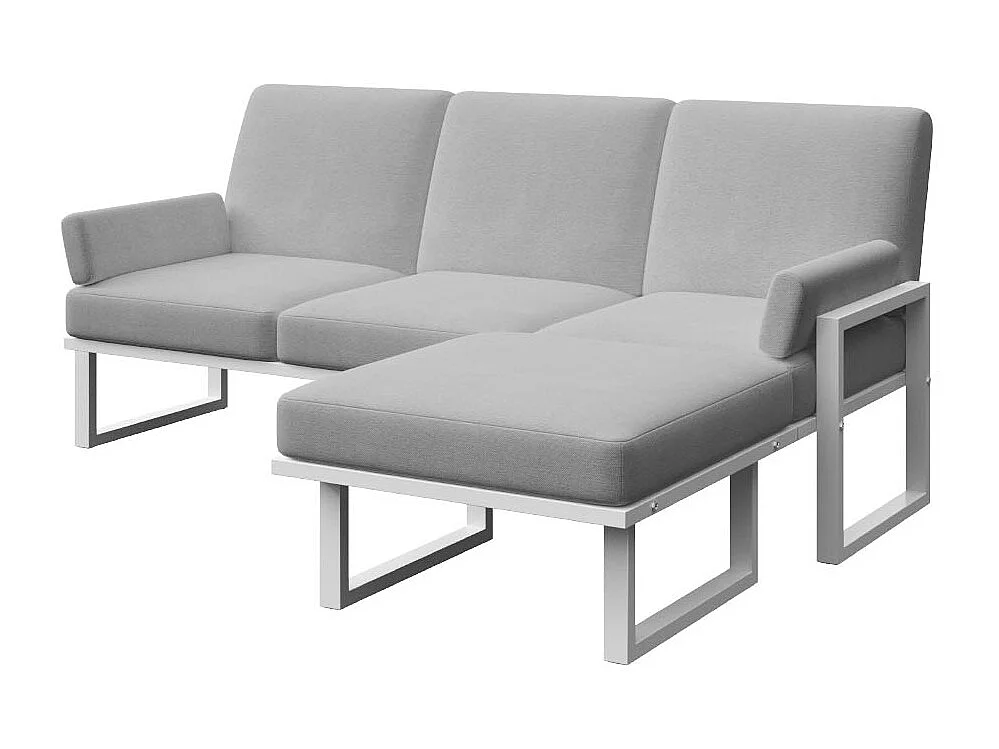 Soledo hoekbank lichtgrijs - wit frame