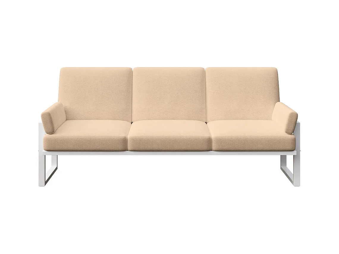 Canapé 3 places Soledo Cappucino - Cadre blanc