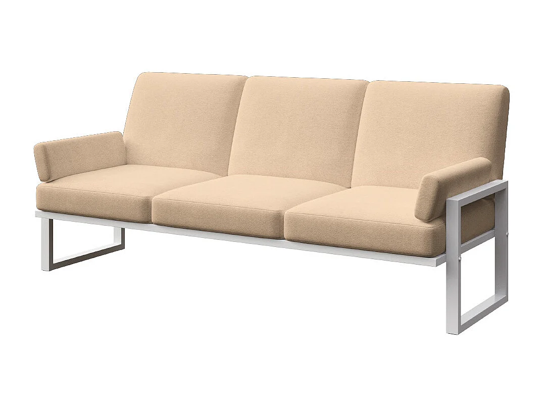 Soledo 3-zitsbank cappuccino - wit frame