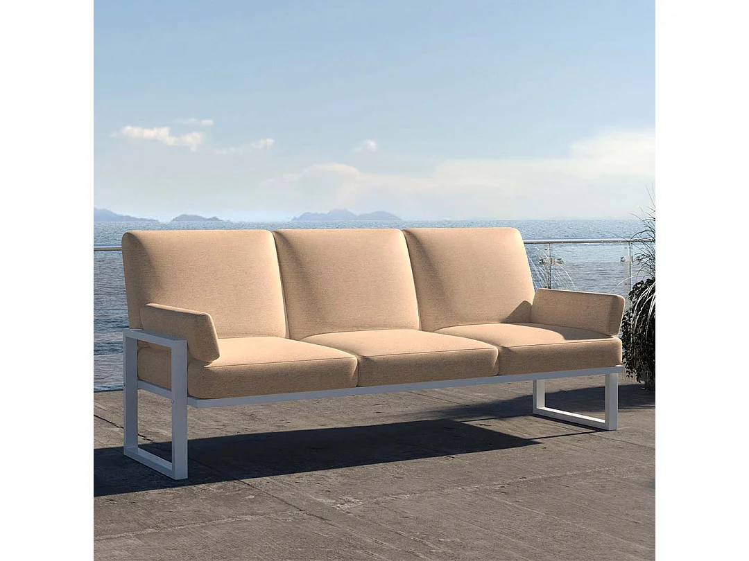 Soledo 3-zitsbank cappuccino - wit frame