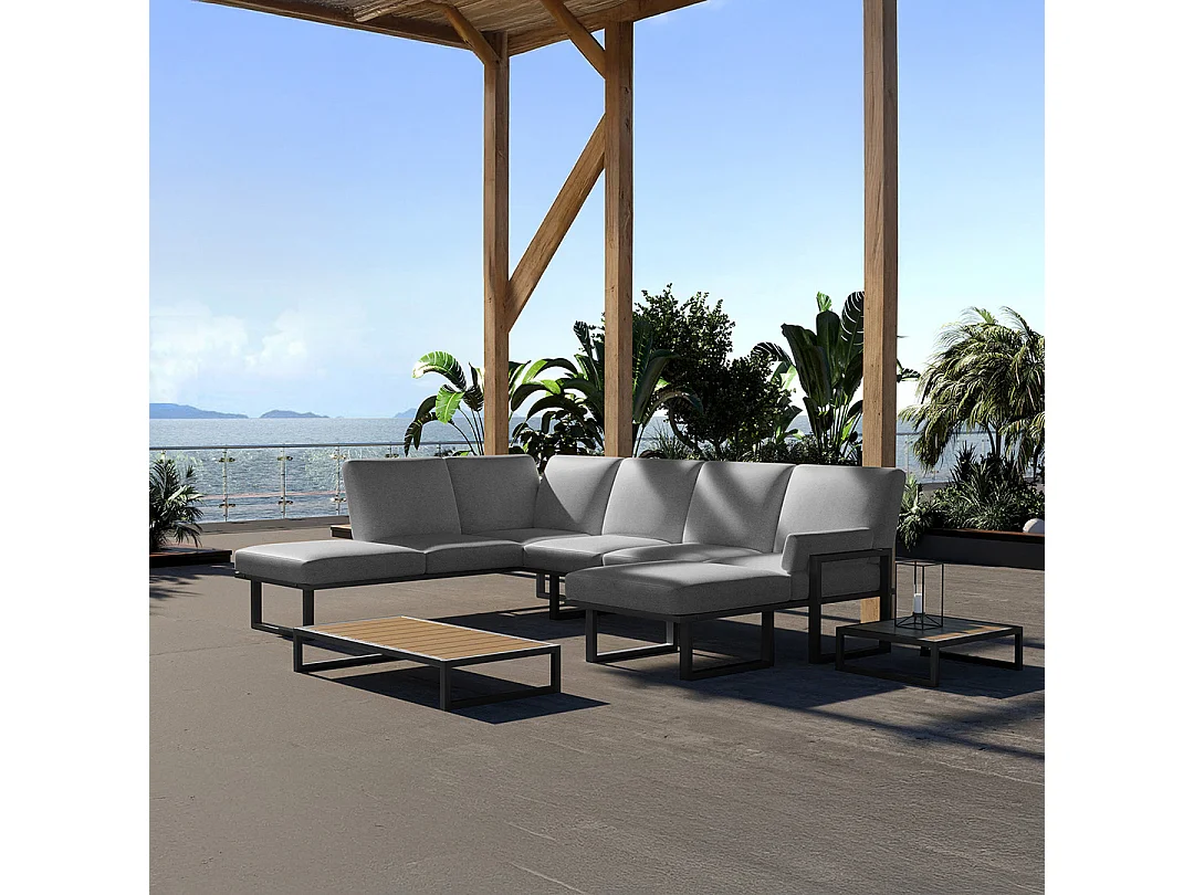 Soledo panoramische bank lichtgrijs - antraciet frame