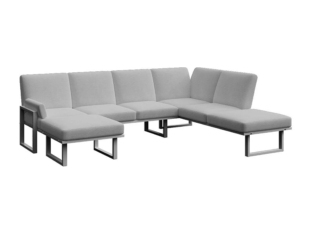 Soledo panoramische bank lichtgrijs - antraciet frame