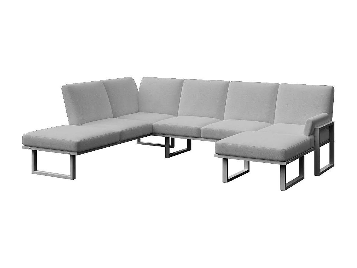 Soledo panoramische bank lichtgrijs - antraciet frame