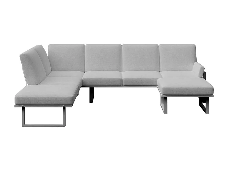 Soledo panoramische bank lichtgrijs - antraciet frame