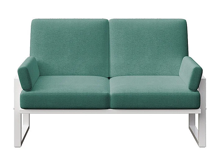 Canapé 2 places Soledo Vert profond - Cadre blanc