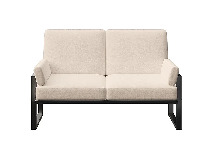 Canapé 2 places Soledo Beige clair - Cadre anthracite