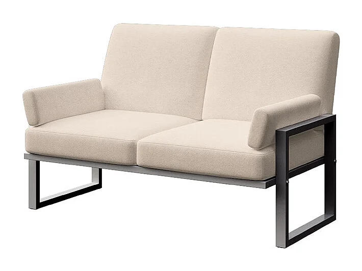 Canapé 2 places Soledo Beige clair - Cadre anthracite