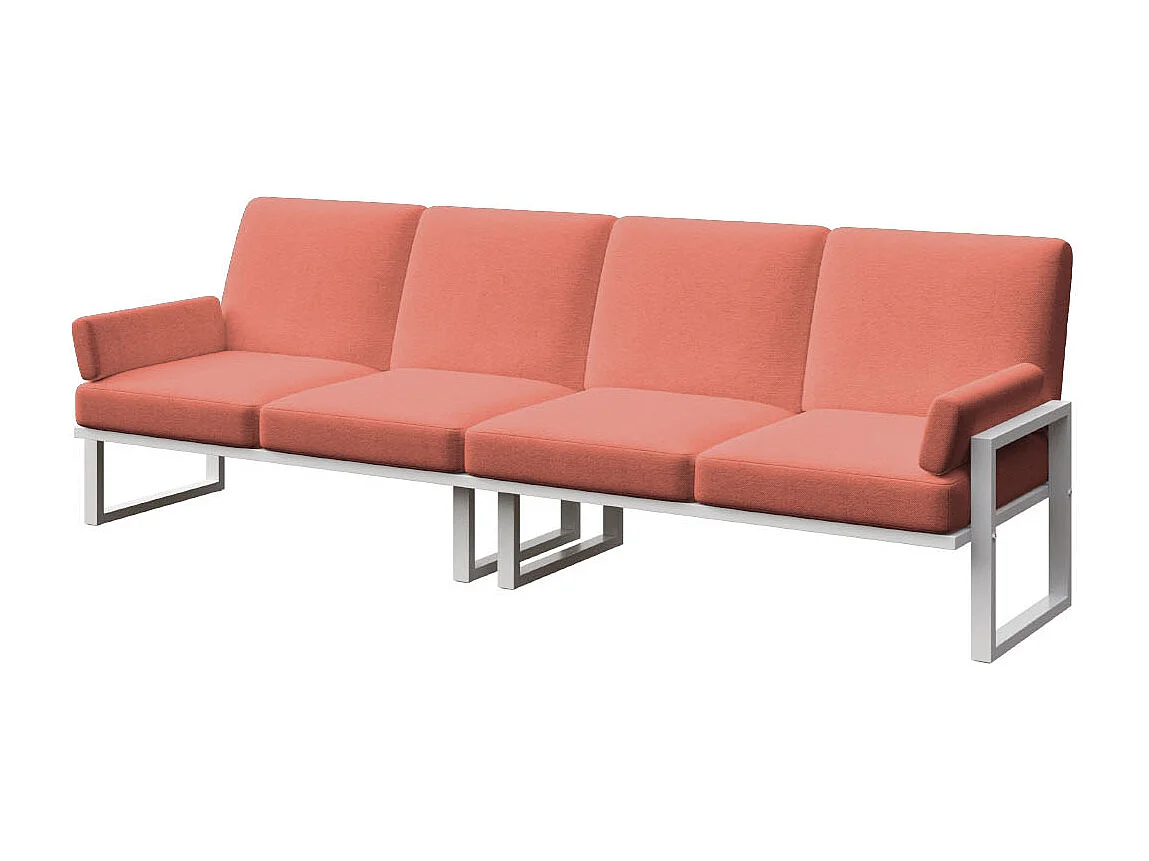 Soledo 4-zitsbank coral - wit frame
