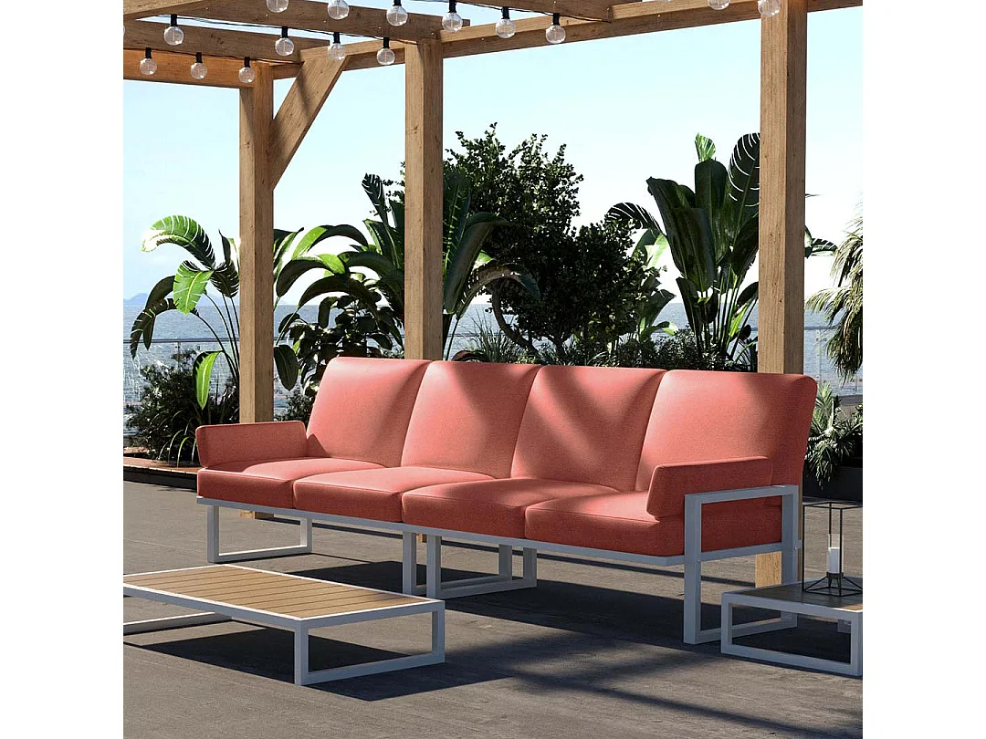 Soledo 4-zitsbank coral - wit frame