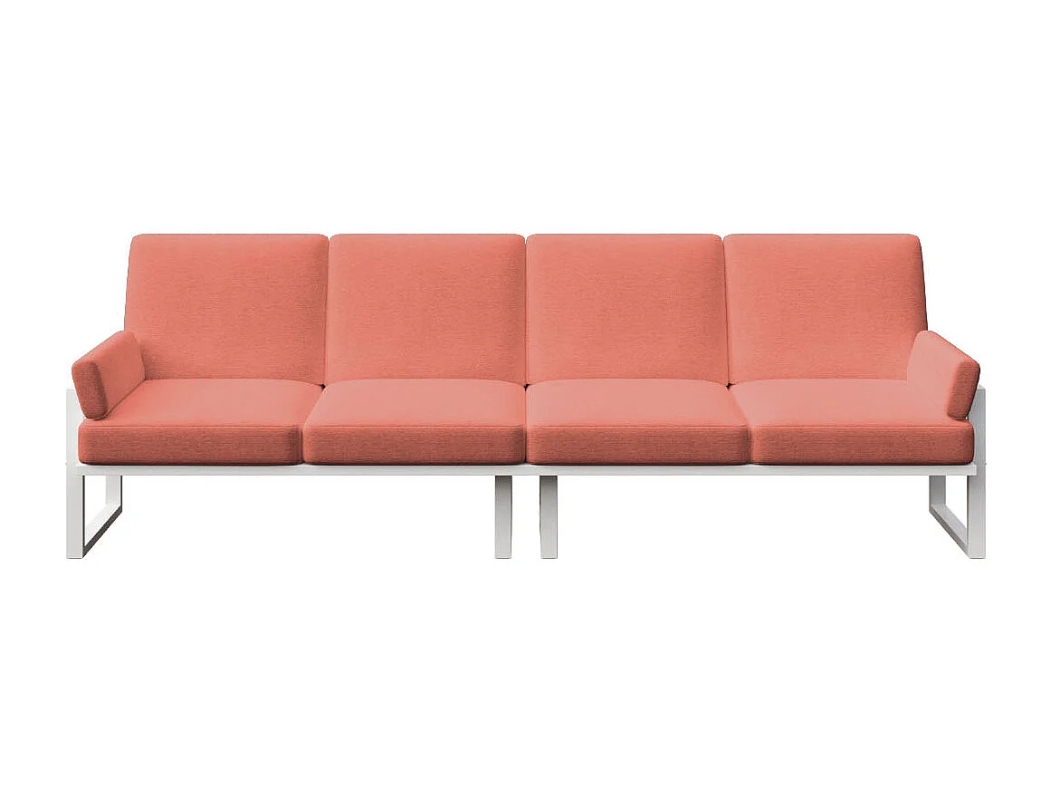 Canapé 4 places Soledo Corail - Cadre blanc