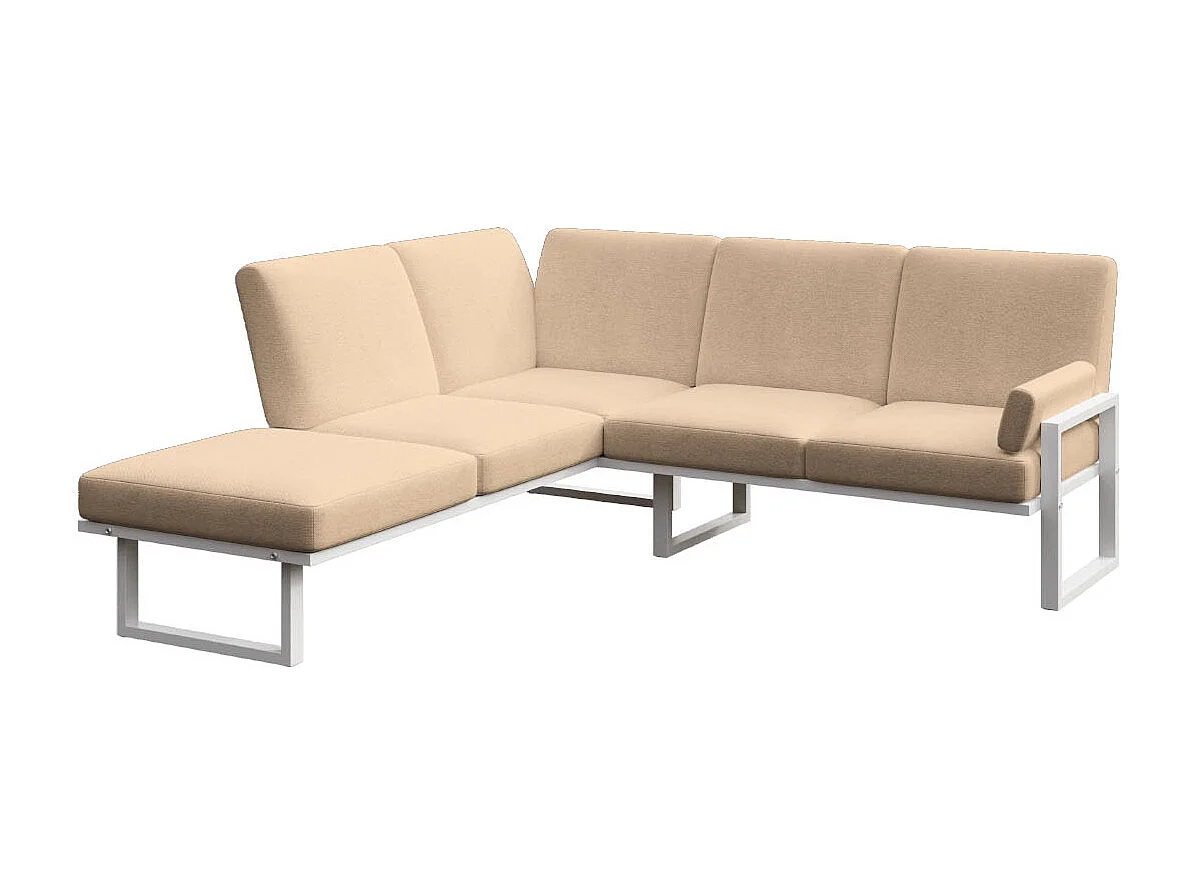 Soledo Canapé panoramique Cappucino - Cadre blanc