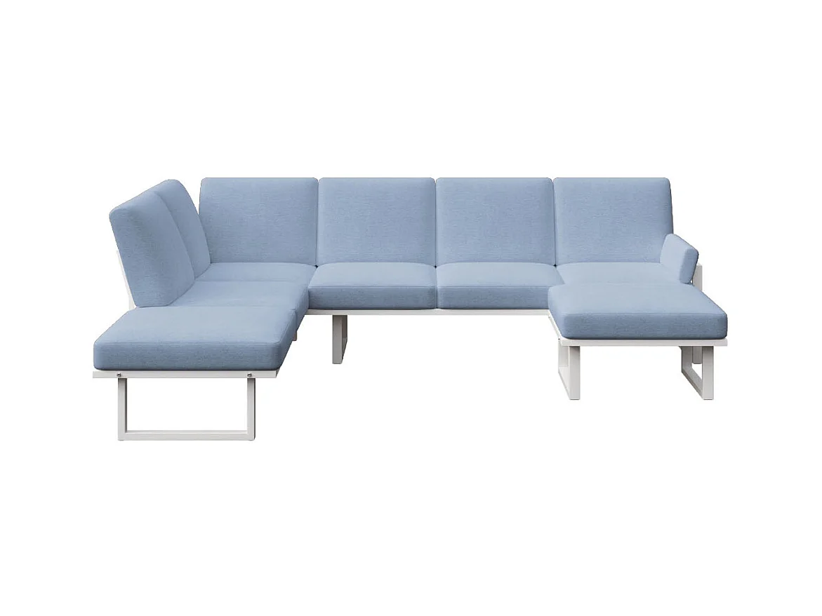 Soledo panoramische bank lichtblauw - wit frame