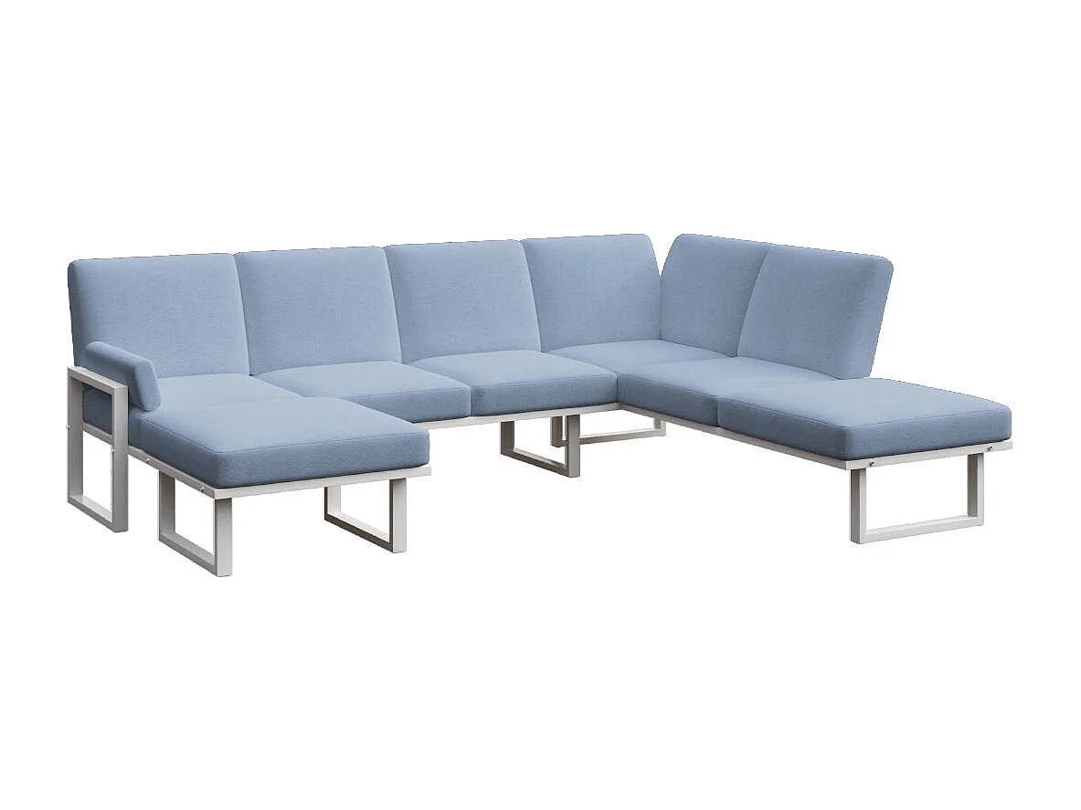 Soledo panoramische bank lichtblauw - wit frame