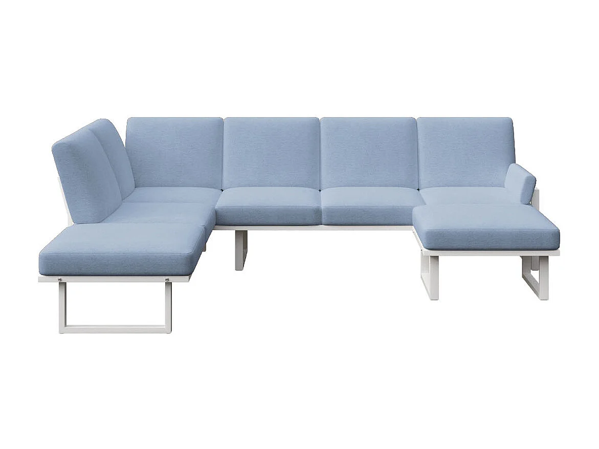 Soledo panoramische bank lichtblauw - wit frame