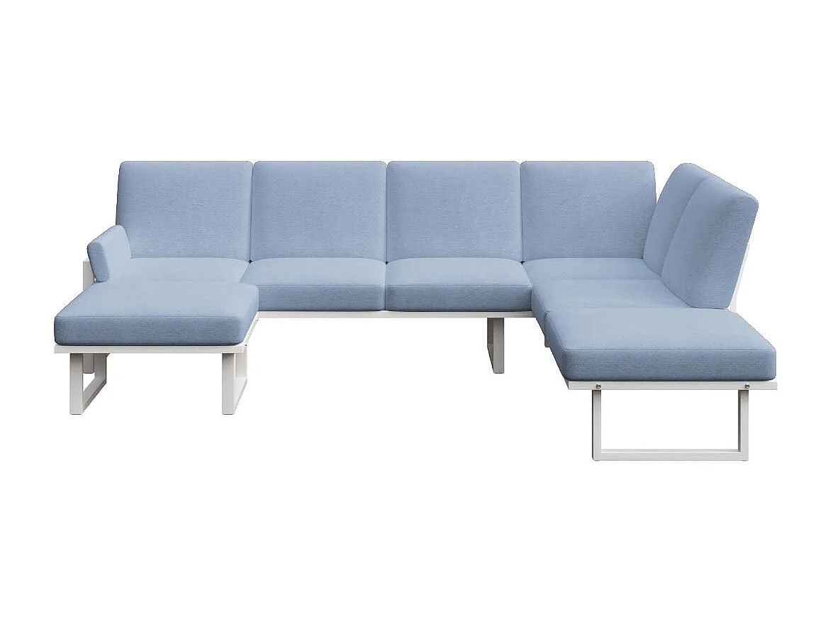 Soledo panoramische bank lichtblauw - wit frame
