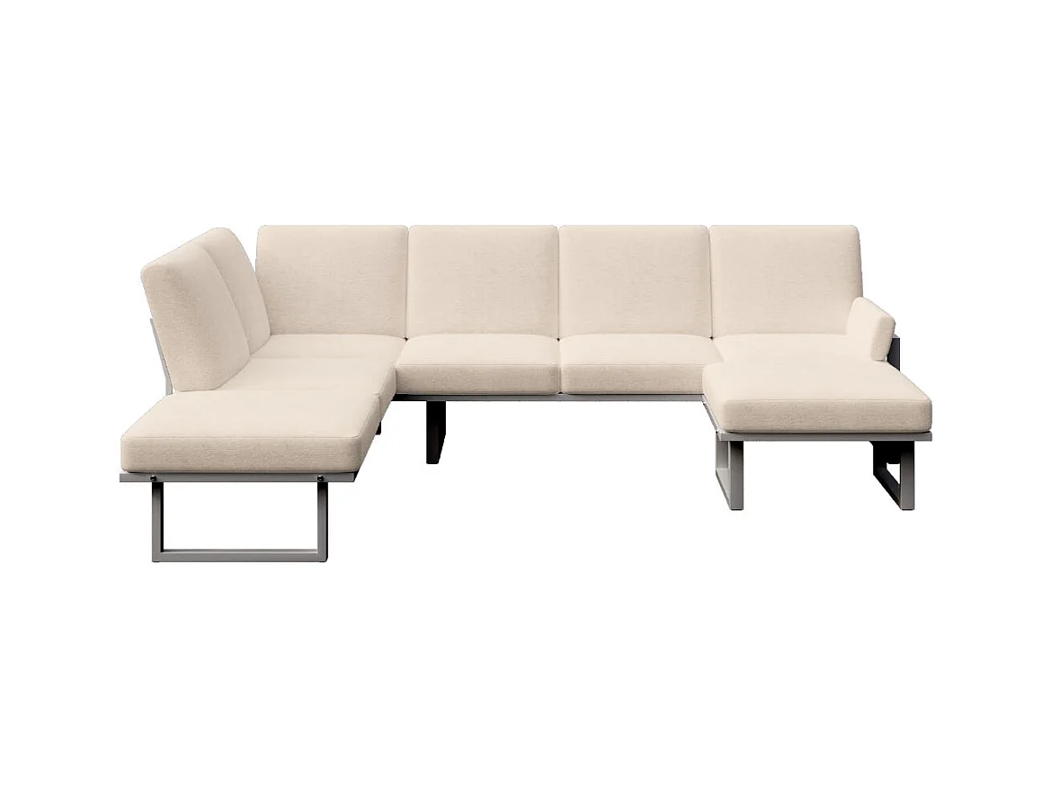 Soledo Canapé panoramique Beige clair - Cadre Anthracite