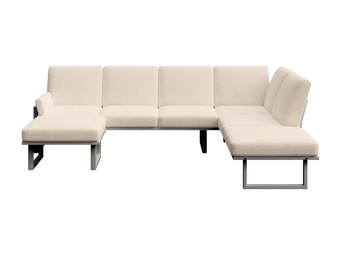 Soledo Canapé panoramique Beige clair - Cadre Anthracite