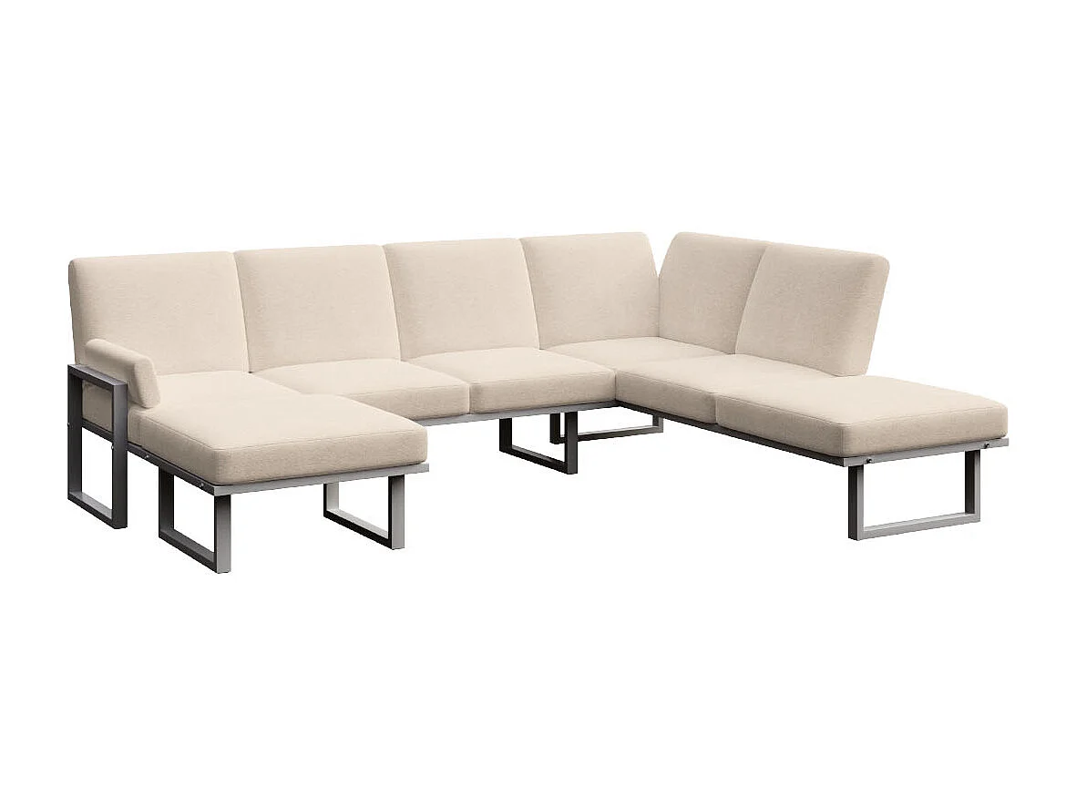 Soledo Canapé panoramique Beige clair - Cadre Anthracite