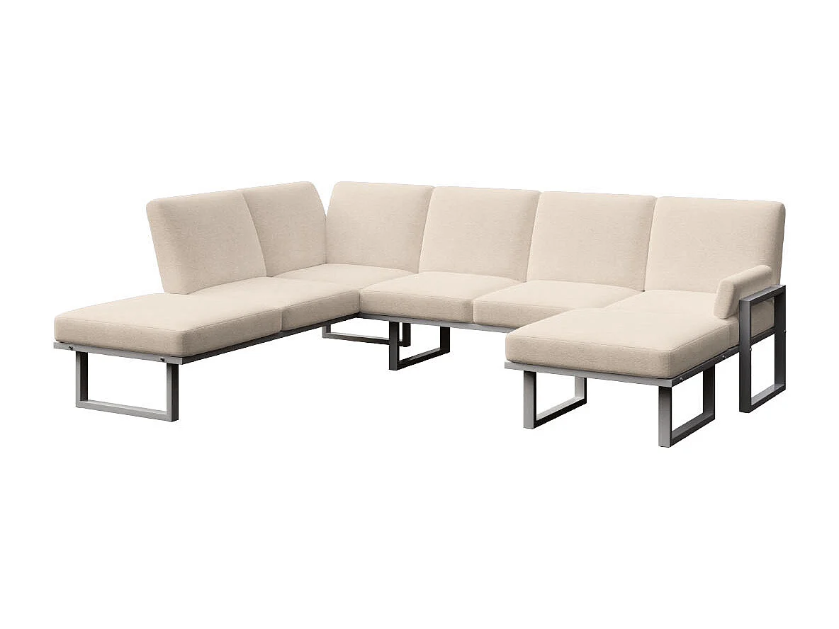 Soledo Canapé panoramique Beige clair - Cadre Anthracite