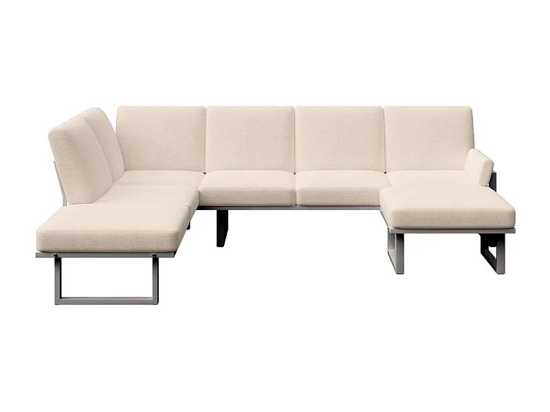 Soledo Canapé panoramique Beige clair - Cadre Anthracite