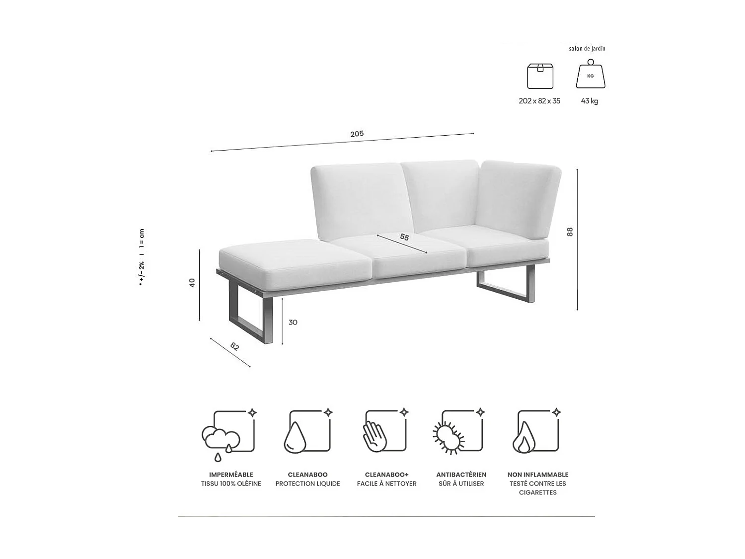 Soldeo ligstoel chaise longue coral - wit frame