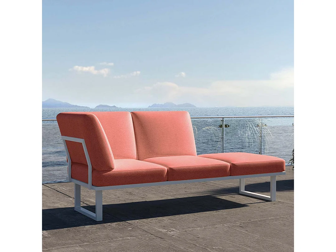 Soldeo ligstoel chaise longue coral - wit frame