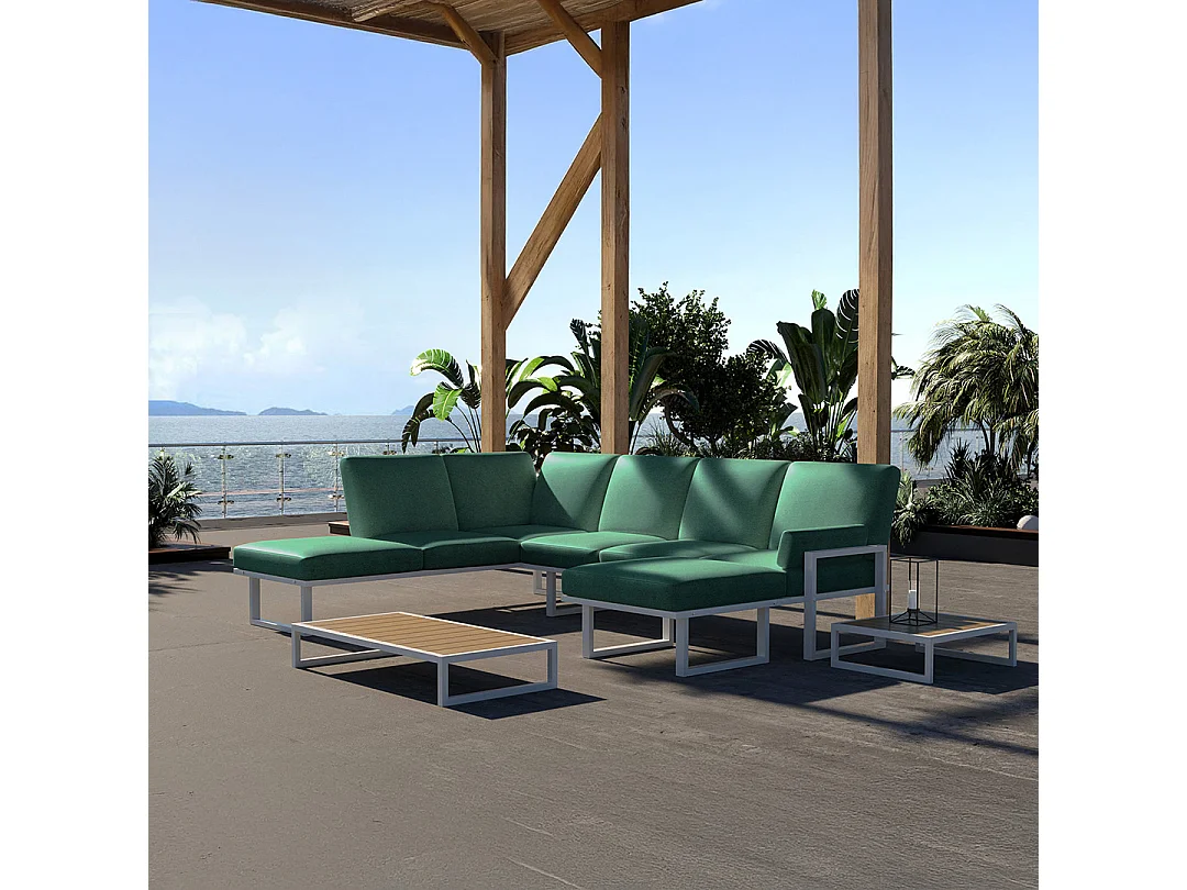 Soledo panoramische bank diepgroen - wit frame