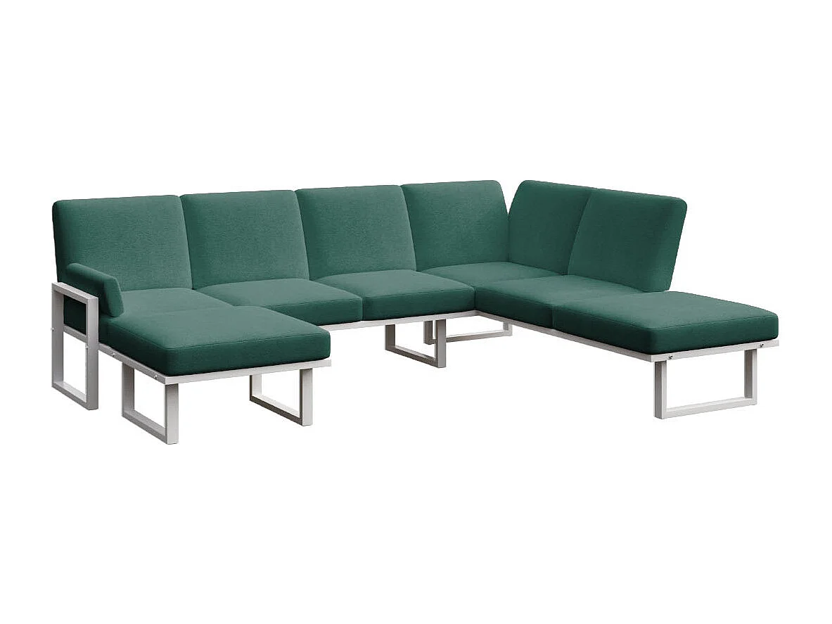 Soledo panoramische bank diepgroen - wit frame