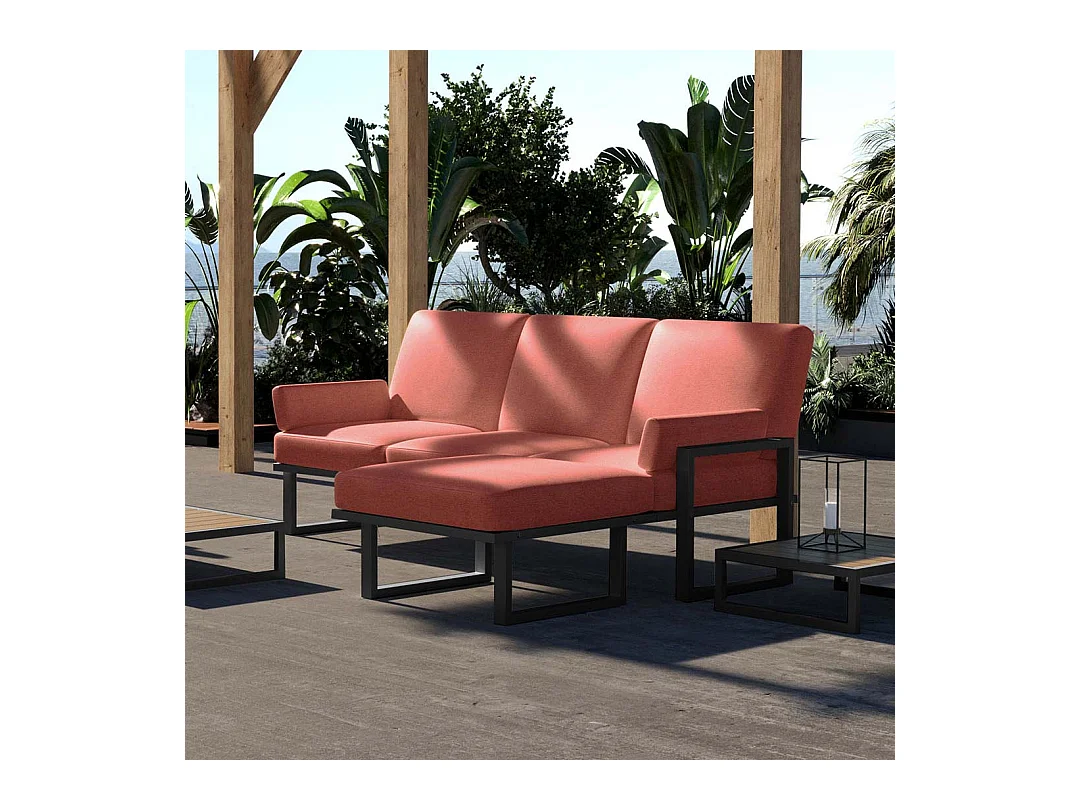 Soledo Canapé d'angle Corail - Cadre Anthracite