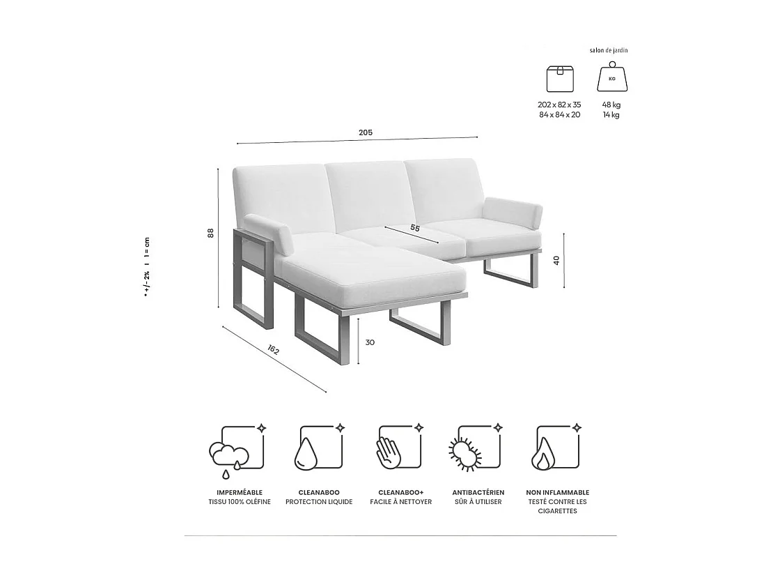 Soledo Canapé d'angle Corail - Cadre Anthracite