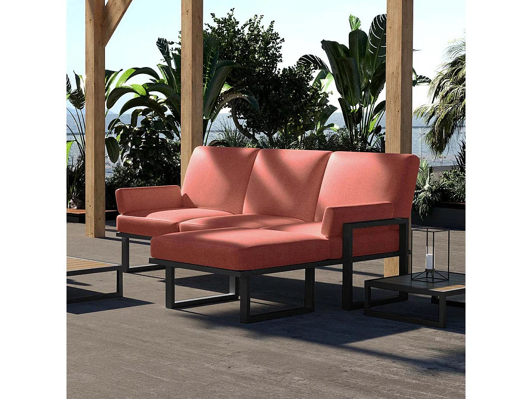 Soledo Canapé d'angle Corail - Cadre Anthracite