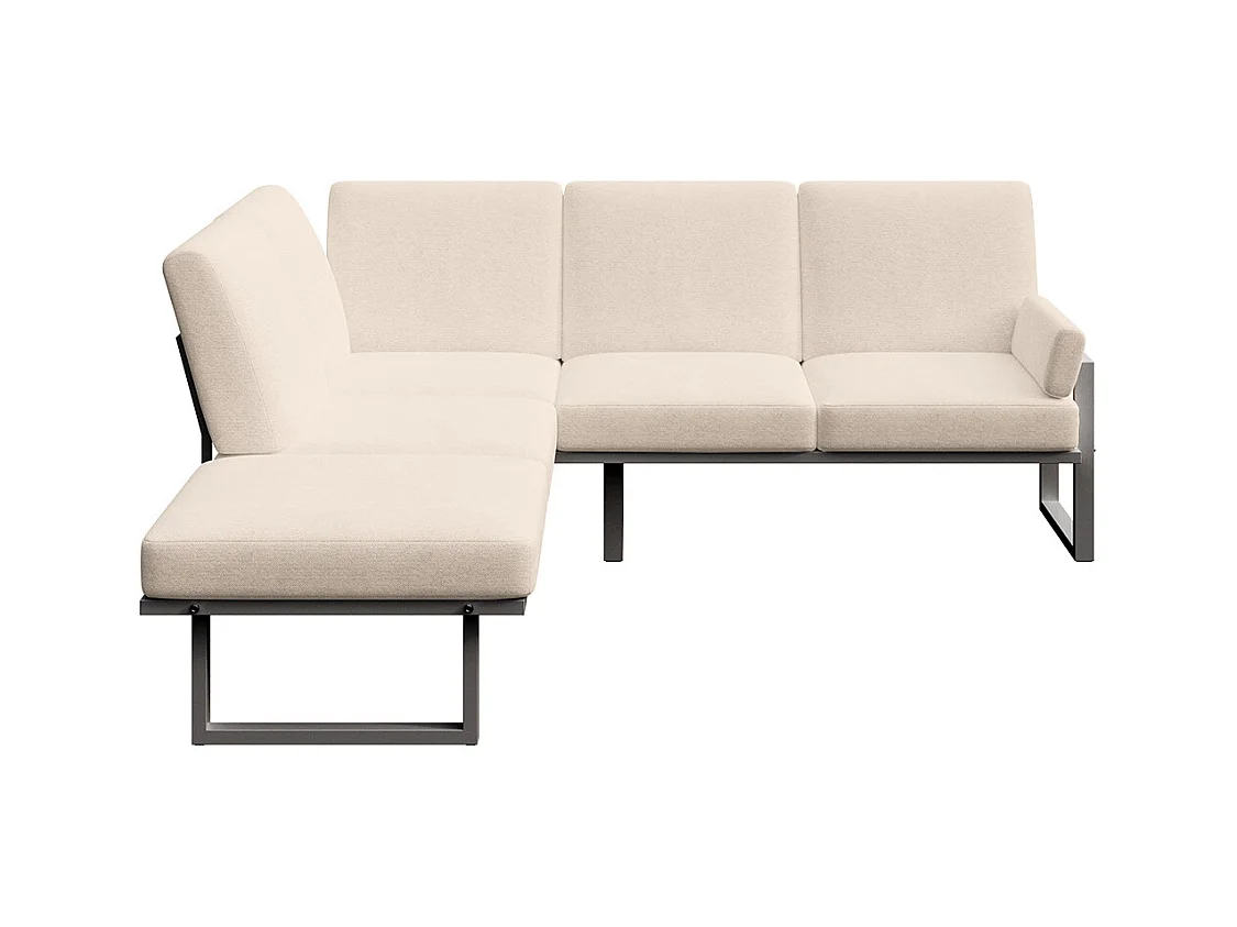 Soledo Canapé panoramique Beige clair - Cadre Anthracite