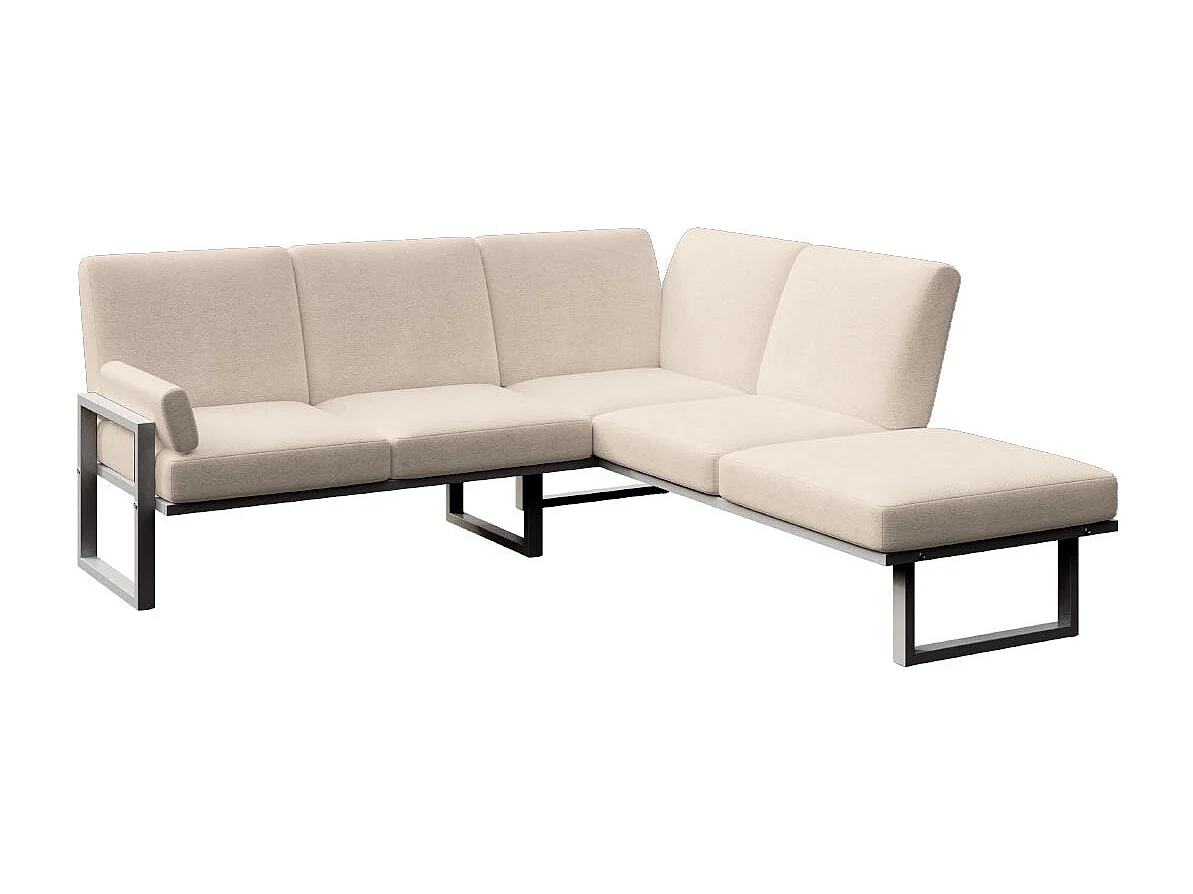 Soledo Canapé panoramique Beige clair - Cadre Anthracite