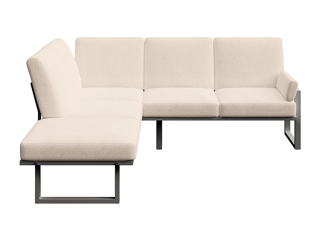 Soledo Canapé panoramique Beige clair - Cadre Anthracite