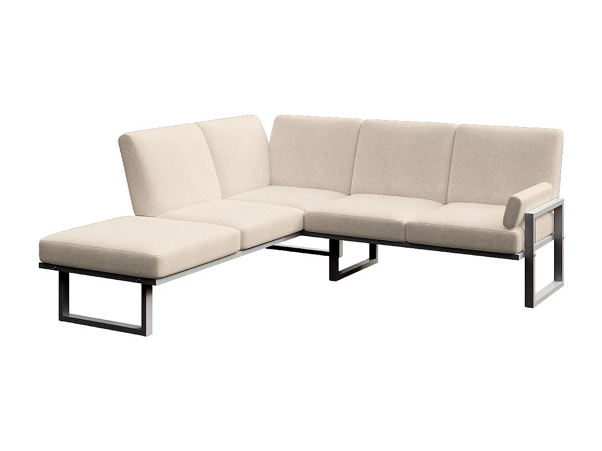 Soledo Canapé panoramique Beige clair - Cadre Anthracite