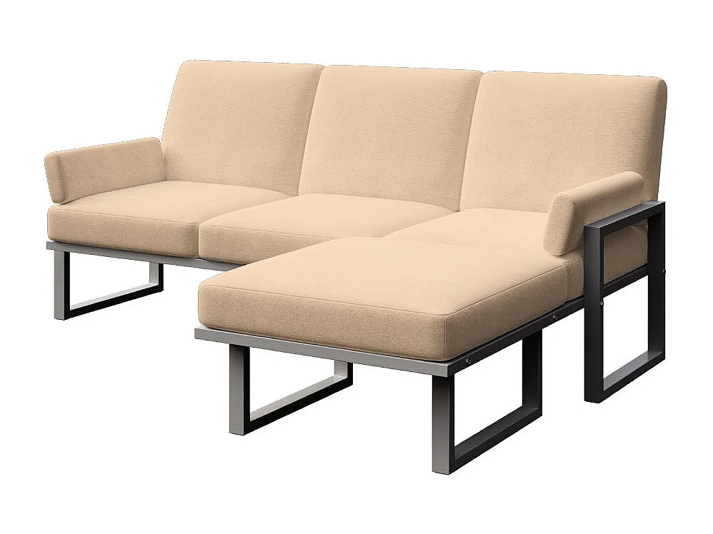 Soledo hoekbank cappucino - antraciet frame