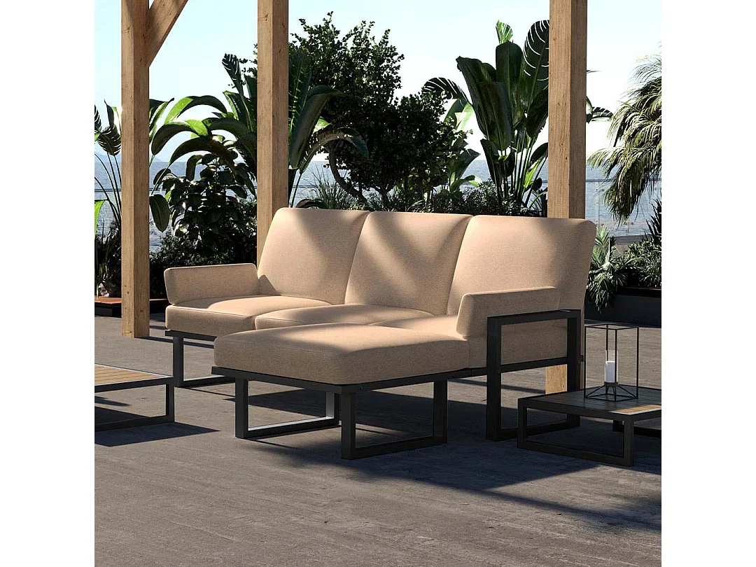 Soledo Canapé d'angle Cappucino - Cadre Anthracite