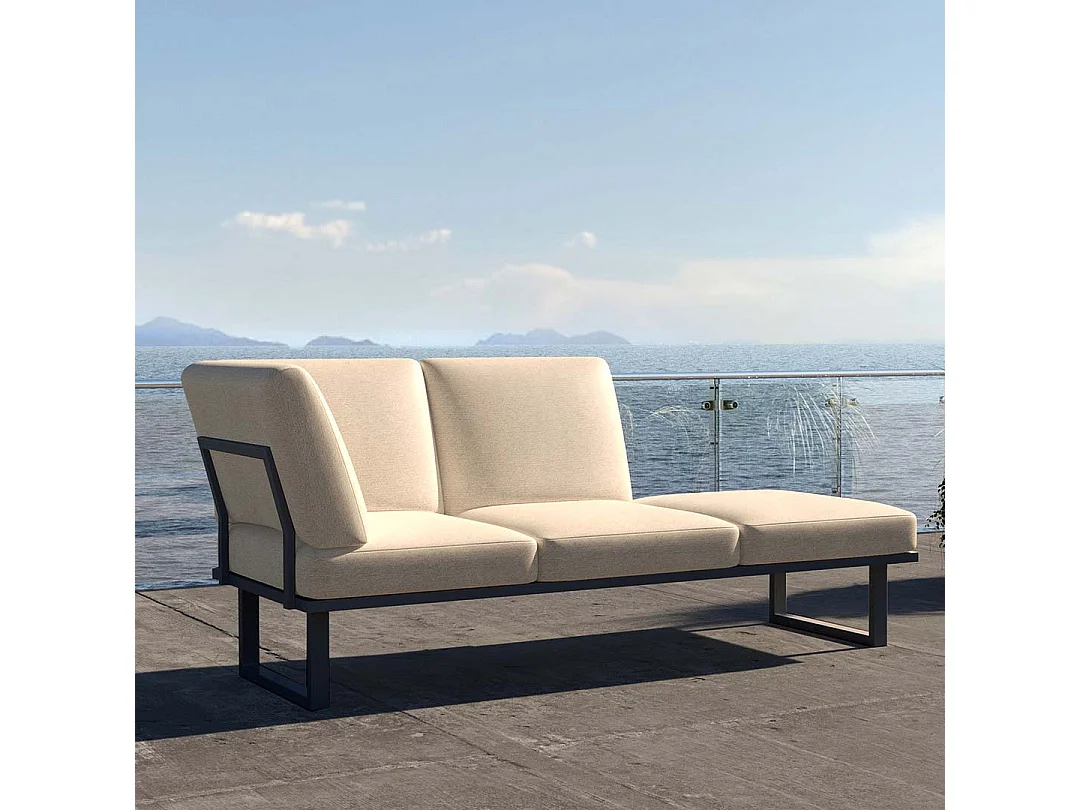 Soldeo ligstoel chaise longue lichtbeige - antraciet frame