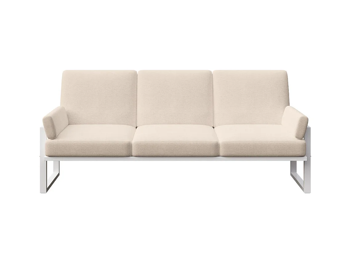 Canapé 3 places Soledo Beige clair - Cadre blanc