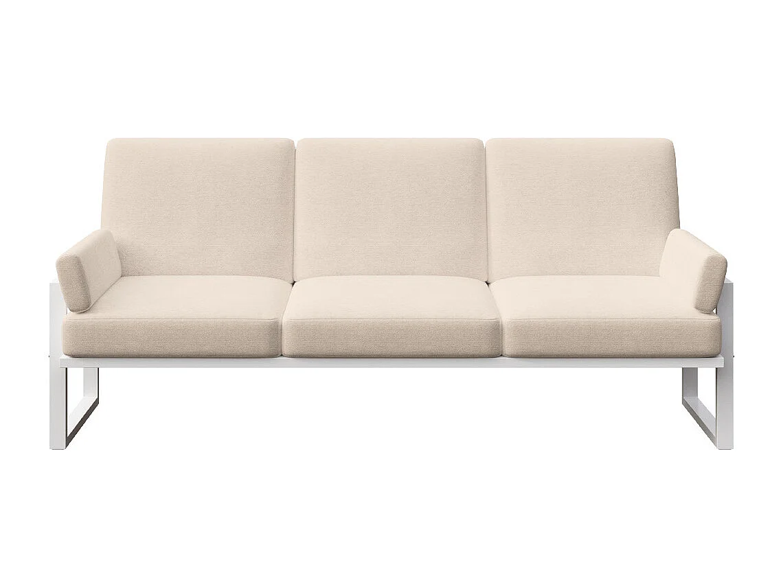 Soledo 3-zitsbank in lichtbeige - wit frame