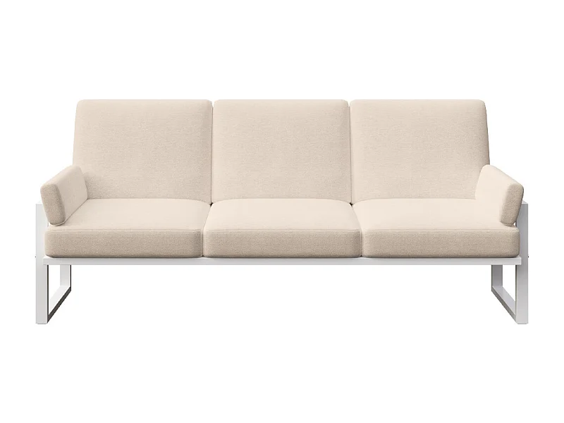 Canapé 3 places Soledo Beige clair - Cadre blanc
