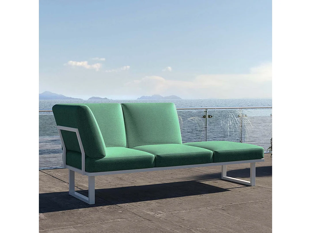 Soldeo ligstoel chaise longue diepgroene - wit frame